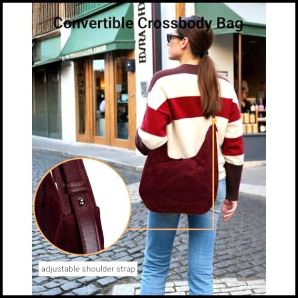 Slouchy Suede Hobo Shoulder Bag Crescent Crossbody Purse Satchel Tote - Picture 3 of 7